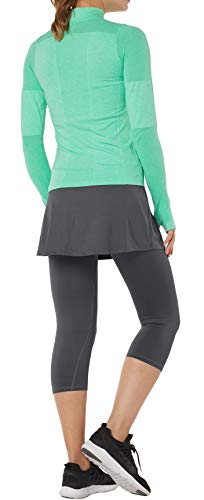 Westkun Pantalones de Falda de Mujer Corte de Hendidura Deportes Tenis Golf Rock Legging 3/4 Tela elástica 2 en 1