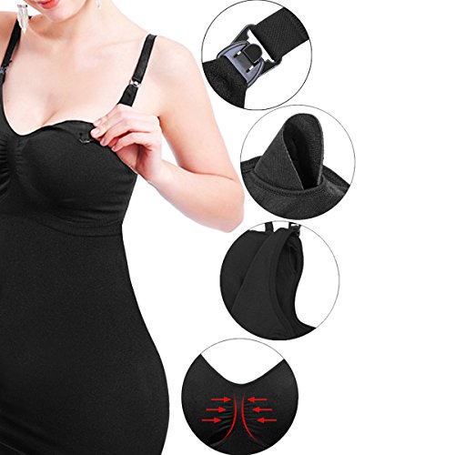 WhiFan 2Pack Sujetador Lactancia Maternidad Ropa Interior Sujetador Camiseta Tirantes Chaleco con Almohadillas