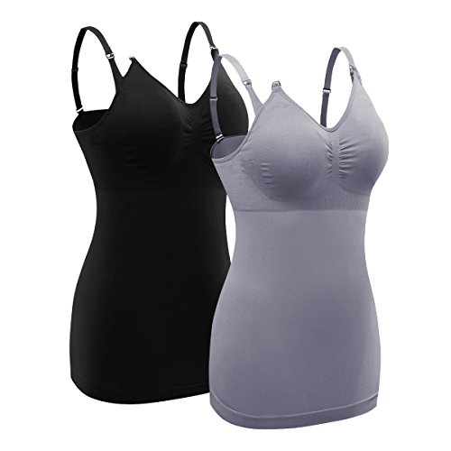 WhiFan 2Pack Sujetador Lactancia Maternidad Ropa Interior Sujetador Camiseta Tirantes Chaleco con Almohadillas