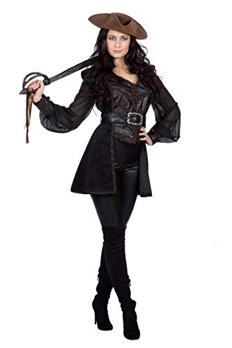 Wilbers & Wilbers Chaqueta de pirata, chaleco, blusa, calaveras, accesorio para disfraz, para mujer, pirata, novia, carnaval, Halloween, talla: 44