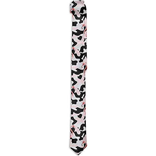 WILHJGH Corbata floral estampada para hombre, Fondo de camuflaje con estampado de flamenco rosa acuarela Inspirado en la naturaleza, Corbatas para hombres