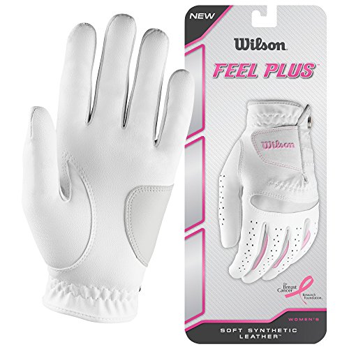 Wilson, Guante de golf para mujer, Talla M, Mano izquierda, LLH, Blanco, Feel Plus, WGJA00770M