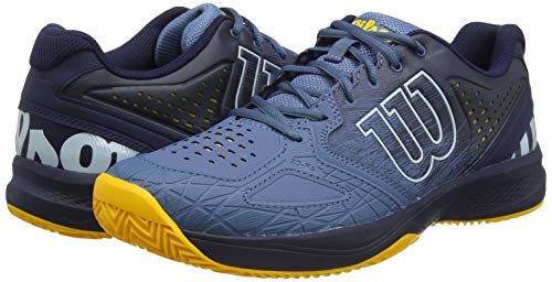 Wilson Kaos Comp 2.0 CC, Zapatilla de Tenis para Tierra Batida, tenistas de Cualquier Nivel Hombre, Azul/Azul/Dorado, 44 2/3 EU