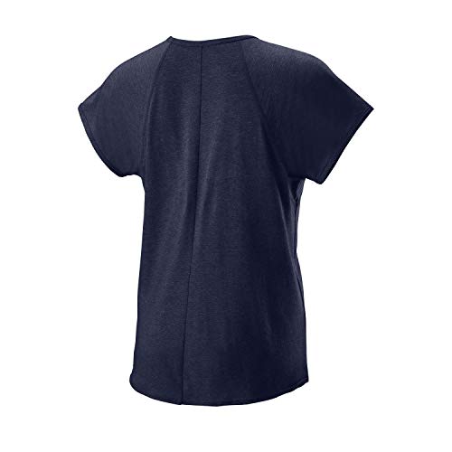 Wilson Mujer, W TRAINING V-NECK TEE, Camiseta de tenis cuello en V, Poliéster/Nailon, Azul (Peacoat), Talla S, WRA775904