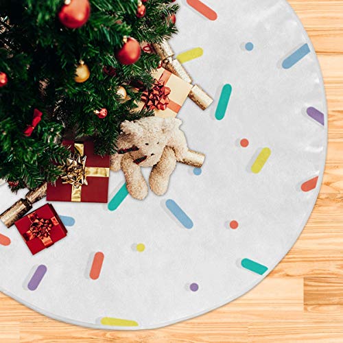 WINCAN Faldas arbol Navidad 120cm,Patrones Sin Fisuras con Confeti Colores Rocía Donut,Base de árbol de Navidad Falda para Navidad de Vacaciones en decoración