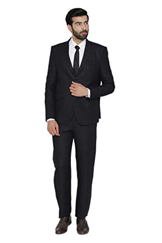WINTAGE 100% de Boda de Lino y de la Tarde de los Hombres 2 Pc Traje: Negro, XXXX-Large