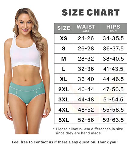 wirarpa Bragas Mujer Cintura Midi Algodón Braguitas Multicolore 5 Pack Talla L