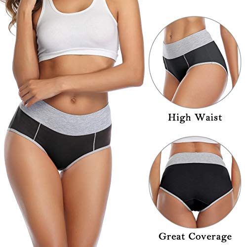 wirarpa Bragas Mujer Slip Cintura Alta Algodón Braguitas 4 Pack Tamaño S