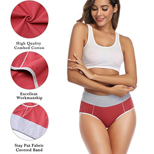 wirarpa Bragas Mujer Slip Cintura Alta Algodón Braguitas 4 Pack Tamaño S
