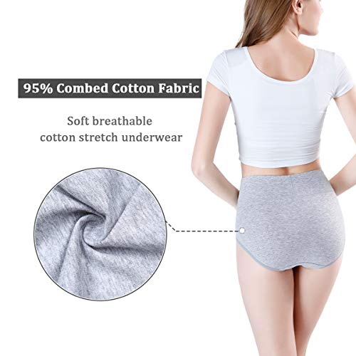 wirarpa Braguitas Culotte Algodón para Mujer Bragas de Cintura Alta Cómodo Faja Reductora Ajustan Pack de 4 Gris M