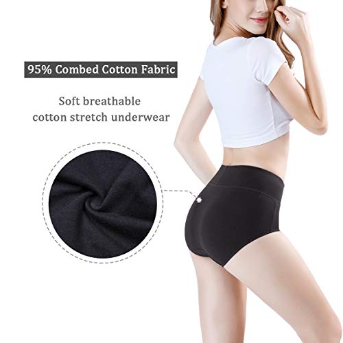 wirarpa Braguitas Culotte Algodón para Mujer Bragas de Cintura Alta Cómodo Faja Reductora Ajustan Pack de 4 Talla L