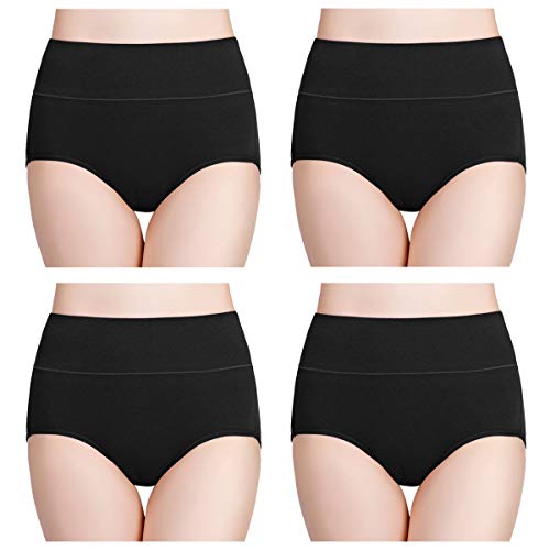 wirarpa Braguitas Culotte Algodón para Mujer Bragas de Cintura Alta Cómodo Faja Reductora Ajustan Pack de 4 Talla L