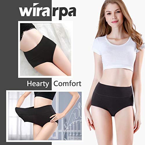wirarpa Braguitas Culotte Algodón para Mujer Bragas de Cintura Alta Cómodo Multicolor Pack de 4 Talla XL