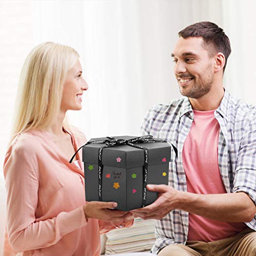 WisFox Explosion Box, Creativo DIY Hecho a Mano Sorpresa Explosión Caja de Regalo Amor Memoria, Álbum de Fotos de Scrapbooking Caja de Regalo para Cumpleaños Día de San Valentín Aniversario Navidad