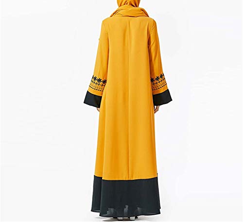 Without logo SFQRYP Árabe islámico Abaya Turquía Hijab Hijab Muslim Vestido Ropa Mujer Caftan Dubai Kaftan Robe Musulmane Tesettur Elbise Turkish Vestidos (Color : Yellow Dress, Size : XX-Large)