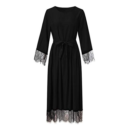 Without logo SFQRYP Casual Moda islámica Encaje Paneles túnicas Vestidos Mujeres Abaya Dubai Ramadan marroquí Vestido musulmán Turco (Color : Blue, Size : Medium)