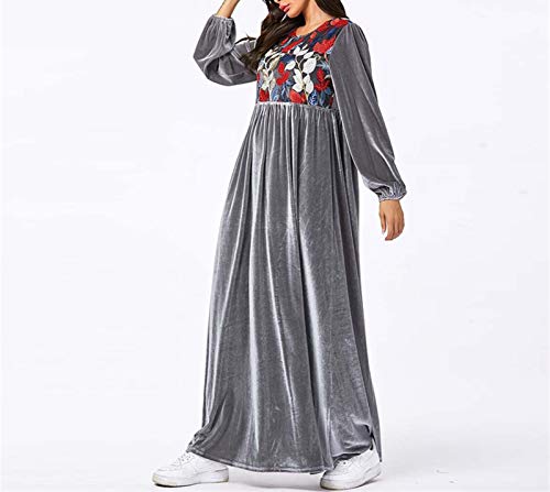 Without logo ZCPCS Velvet Abaya Turquía Islámica árabe Largo Vestido musulmán Caftan Kaftan TESETTUR Elbise Hijab Vestidos Vestidos Robe Musulmane Longue (Color : Gray Dress, Size : XXXX-Large)