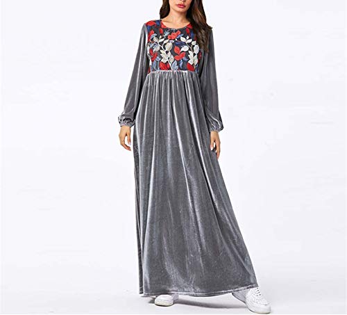 Without logo ZCPCS Velvet Abaya Turquía Islámica árabe Largo Vestido musulmán Caftan Kaftan TESETTUR Elbise Hijab Vestidos Vestidos Robe Musulmane Longue (Color : Gray Dress, Size : XXXX-Large)