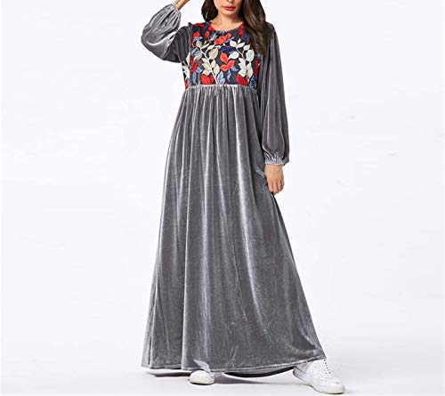 Without logo ZCPCS Velvet Abaya Turquía Islámica árabe Largo Vestido musulmán Caftan Kaftan TESETTUR Elbise Hijab Vestidos Vestidos Robe Musulmane Longue (Color : Gray Dress, Size : XXXX-Large)