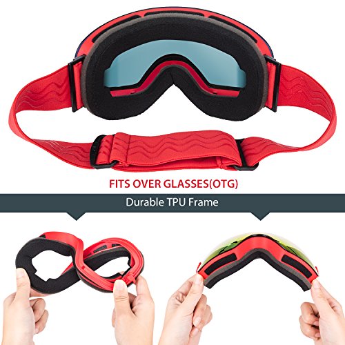 WLZP Gafas de esquí antiniebla con protección UV para Snowboard, esquí, Skating y Otros Deportes de Nieve, con Lentes esféricas Intercambiables Dobles, para Hombres, Mujeres y jóvenes