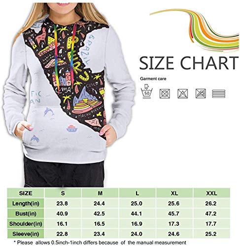 Women's Hoodie Stock-vector-cartoon-map-of-peru-vector-illustration-with-all-main-symbols-of-the-country-687476596 Sweatshirt XL