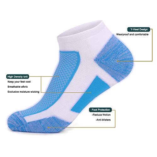 Wonewin 3 Pares Calcetines Running Para Hombre Mujer - Deporte Calcetines Cortos de Algodón Con Amortiguación Respirable Running Ciclismo (Azul, XL)