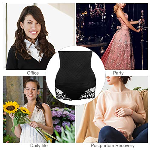 Wonnell Faja Pantalón Shapewear Lenceria Braguita Moldeadora Mujer Faja Reductora Ropa Interior Cintura Alta Shapewear Levanta Gluteos Fajas para Adelgazar Negro Encaje Vientre Plano Ropa Interior