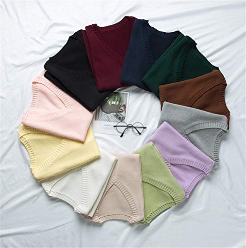 WOOKIT Chaleco de Uniforme JK de Color Liso Cuello Pico Chaleco de Punto algodón Abrigo Estilo japonés Gris-L