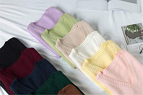 WOOKIT Chaleco de Uniforme JK de Color Liso Cuello Pico Chaleco de Punto algodón Abrigo Estilo japonés Morado Claro-M