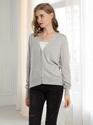 Woolen Bloom Cardigan Mujer Rebeca Blusa Manga Larga Cárdigan Chaqueta de Punto Cardigans Mujer Básico con Botones V Cuello Jerseys Primavera Verano Otoño Sueter