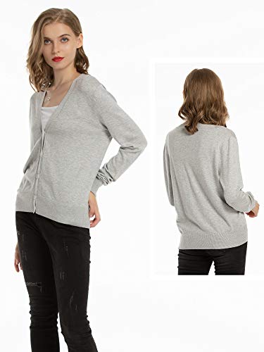 Woolen Bloom Cardigan Mujer Rebeca Blusa Manga Larga Cárdigan Chaqueta de Punto Cardigans Mujer Básico con Botones V Cuello Jerseys Primavera Verano Otoño Sueter