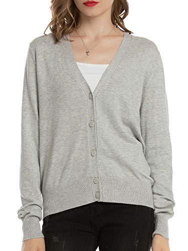 Woolen Bloom Cardigan Mujer Rebeca Blusa Manga Larga Cárdigan Chaqueta de Punto Cardigans Mujer Básico con Botones V Cuello Jerseys Primavera Verano Otoño Sueter