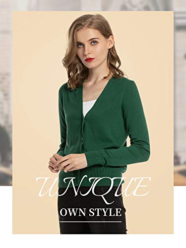 Woolen Bloom Cardigan Mujer Rebeca Blusa Manga Larga Cárdigan Chaqueta de Punto Cardigans Mujer Básico con Botones V Cuello Jerseys Primavera Verano Otoño Sueter