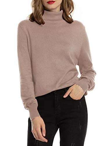 Aibrou Suéter de Cuello Alto para Mujer Jersey Cuello Alto Manga Larga Mujer Primavera y Otoño 