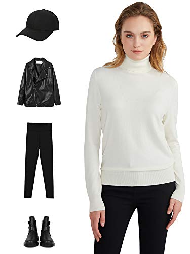 Woolen Bloom Jersey Mujer Cuello Tortuga Suéter Camiseta Manga Larga Camisa Invierno Jersey Basico Suelto Sudadera de Punto Tops Pull-Over Suéter Mujer Primavera Otoño