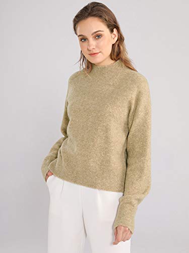 Woolen Bloom Jersey Punto Mujer Suéter Basico Cuello Redondo Jerseys Grueso Camiseta Manga Larga Sueter Mujer Suelto Camisa Casual Sudadera Rebeca Estilo de Corto Invierno