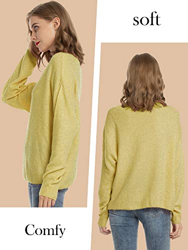 Woolen Bloom Manga Larga Sueter Invierno Sueter Mujer 2019 Jersey Elegante Blanco Azul Rayas Jerseys Punto Blanco Suelta y Cómoda Amarillo