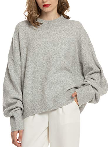Woolen Bloom Sueter Mujer 2019 Jersey Elegante Jerseys Punto Gris Suelta y Cómoda Sudadera Chaqueta de Punto Mujer para Navidad