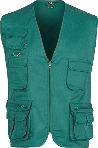 Work Team Chaleco Tipo Safari Multibolsillos. Hombre Verde XL