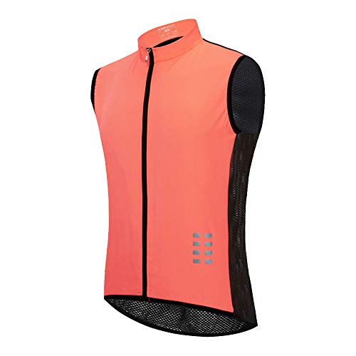 WOSAWE Chaleco de Ciclismo, Hombres Transpirable Sin Mangas Chaqueta de MTB Cortavientos Ropa de Bicicleta (Rosado XL)