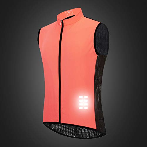 WOSAWE Chaleco de Ciclismo, Hombres Transpirable Sin Mangas Chaqueta de MTB Cortavientos Ropa de Bicicleta (Rosado XL)