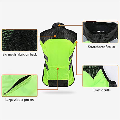WOSAWE Hombres Ropa Ciclismo, Transpirable Chaqueta de Ciclismo Cortavientos Alta Visivilidad Chaleco Reflectante de MTB (BL208 Chaleco Negro XXL)