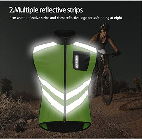 WOSAWE Hombres Ropa Ciclismo, Transpirable Chaqueta de Ciclismo Cortavientos Alta Visivilidad Chaleco Reflectante de MTB (BL208 Chaleco Negro XXL)