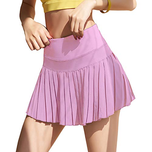 WOWENY Mujer Deportivo Corto Falda Plisada A-Line Mini Skorts de Tenis Golf con Bolsillos Interiores para Shorts,Vestido de Playa para Mujer (Morado, S)
