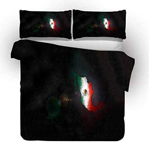 WPHRL Ropa de Cama Funda de edredón y Funda de Mapa Negro de Mexico Juego de Cama 100% poliéster con Cremallera Oculta Viernes Negro de Navidad 210x210cm