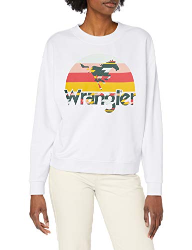 Wrangler 80´s Retro Sweat Sudadera, Blanco (White 989), Small para Mujer