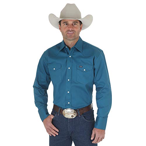 Wrangler MS71419 Camisa para Hombre, Verde azulado oscuro, Large Tall