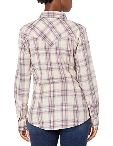 Wrangler Retro Long Sleeve Western Fashion Snap Shirt Camisa, Morado, M para Mujer
