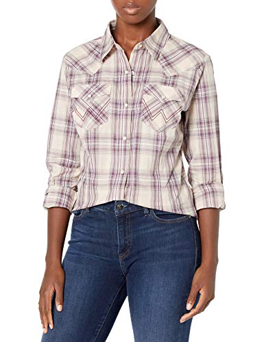 Wrangler Retro Long Sleeve Western Fashion Snap Shirt Camisa, Morado, M para Mujer