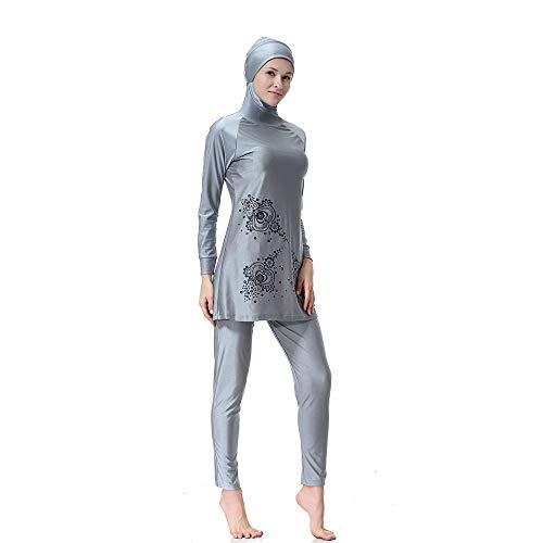 WSPACE Bañador Musulmán Burkini Musulman Traje de Baño para Mujer Conservador Ropa de Playa Islámico Burkini Swimwear Ropa Musulmana con Hijab 3 Piezas